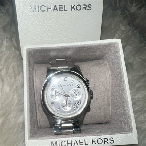 michael kors watch 250905 10 atm|Oversized Runway Silver.